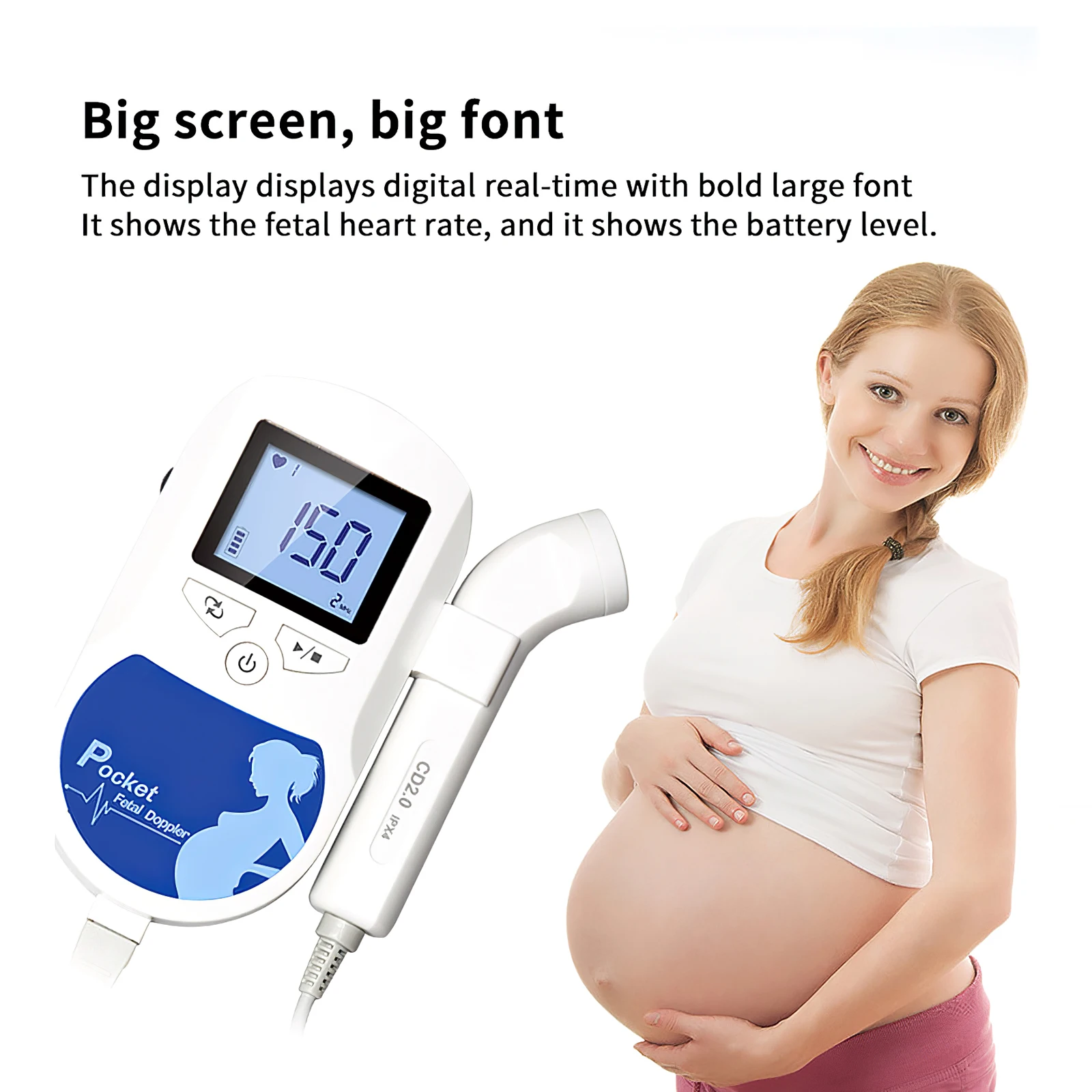 

Pregnant Baby Heartbeat Monitor Fetal Doppler Ultrasound Fetus Detector Household Portable Sonar Doppler Detector Pregnant