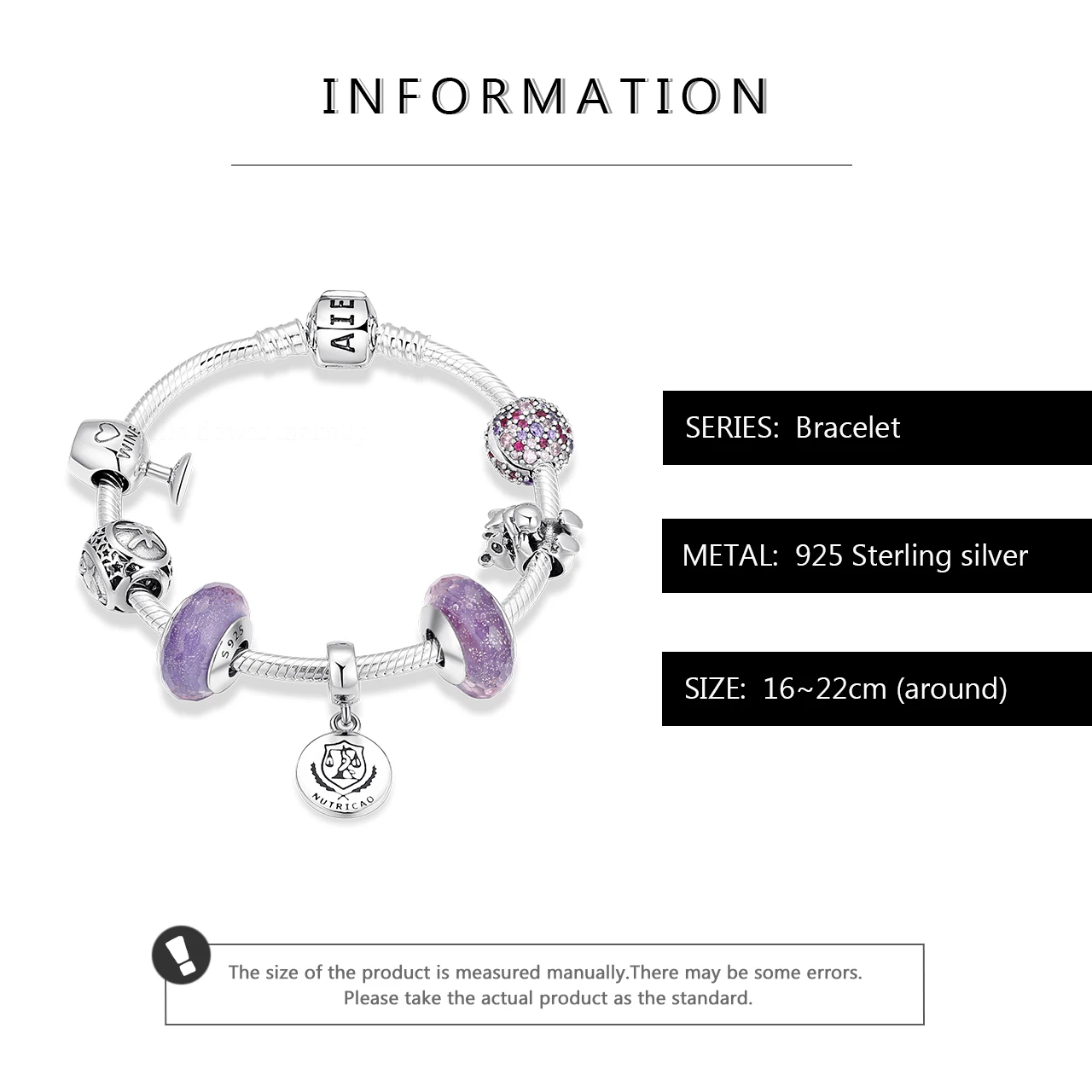 Аутентичные 925 Браслеты стерлингового серебра браслет женские европейские Из