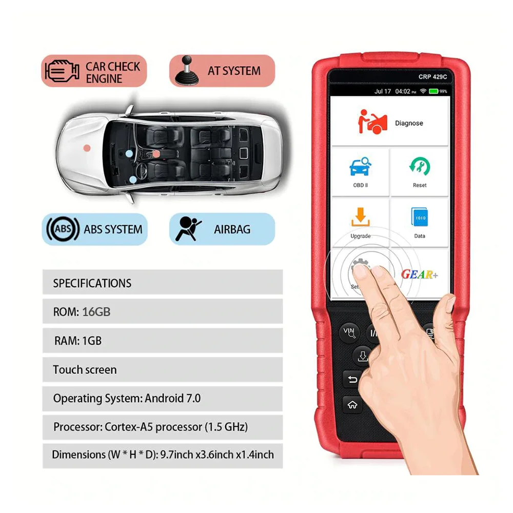 LAUNCH X431 CRP429C OBD2 считыватель кодов для двигателя/ABS/подушки безопасности/AT + 11 сервис