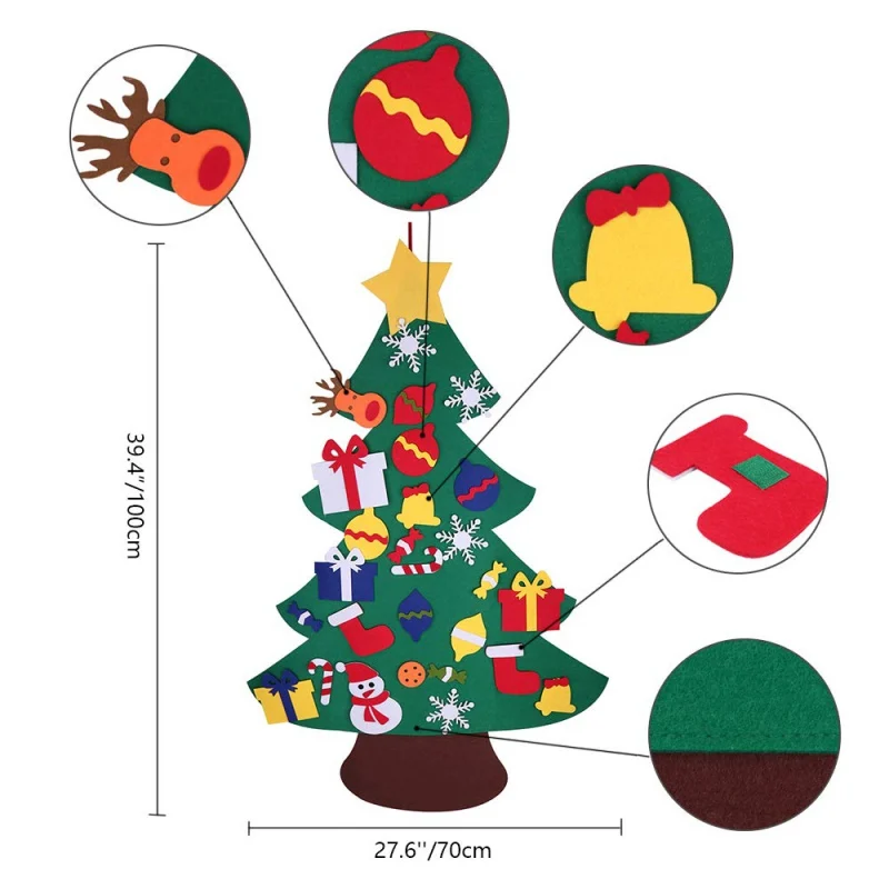 

Christmas Windows Stickers DIY Tree Toy Non-Woven Wall Hanging Ornaments