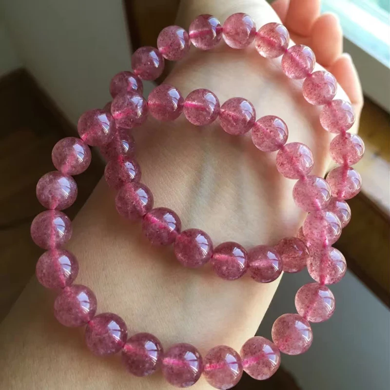 

Natural Crystal Strawberry Crystal Bracelet Prosperous Marriage Recruitment Peach Blossom Pink Crystal Bracelet Pink Women's