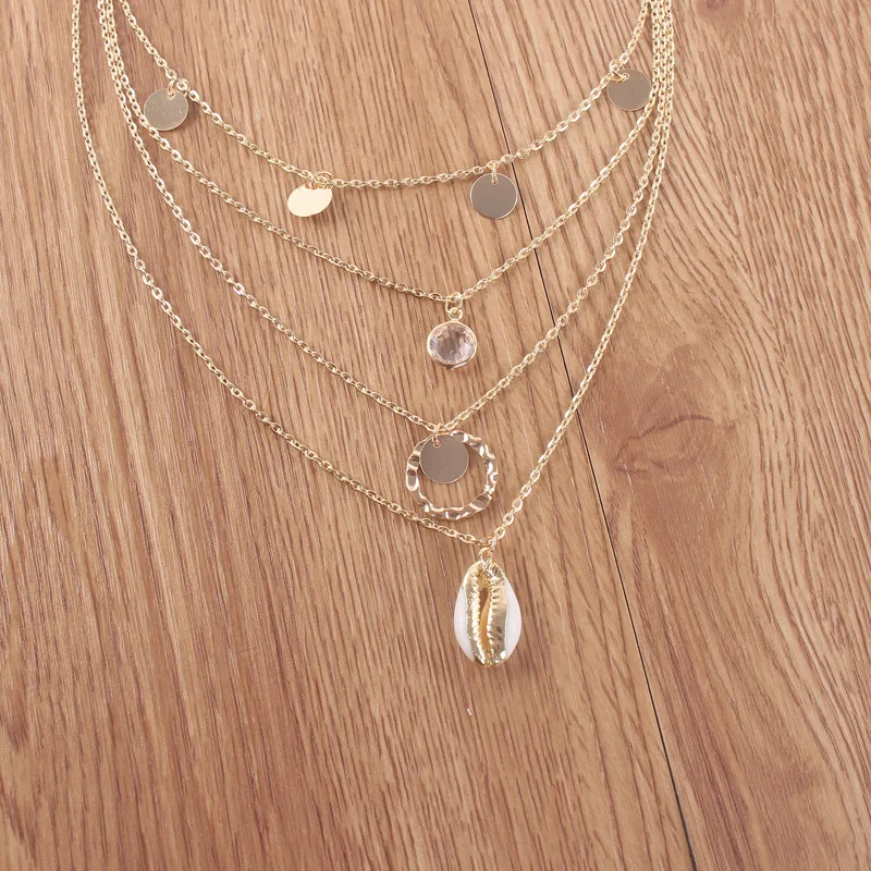 Винтажный круг цвет золотой корпус колье ожерелье для женщин многослойная