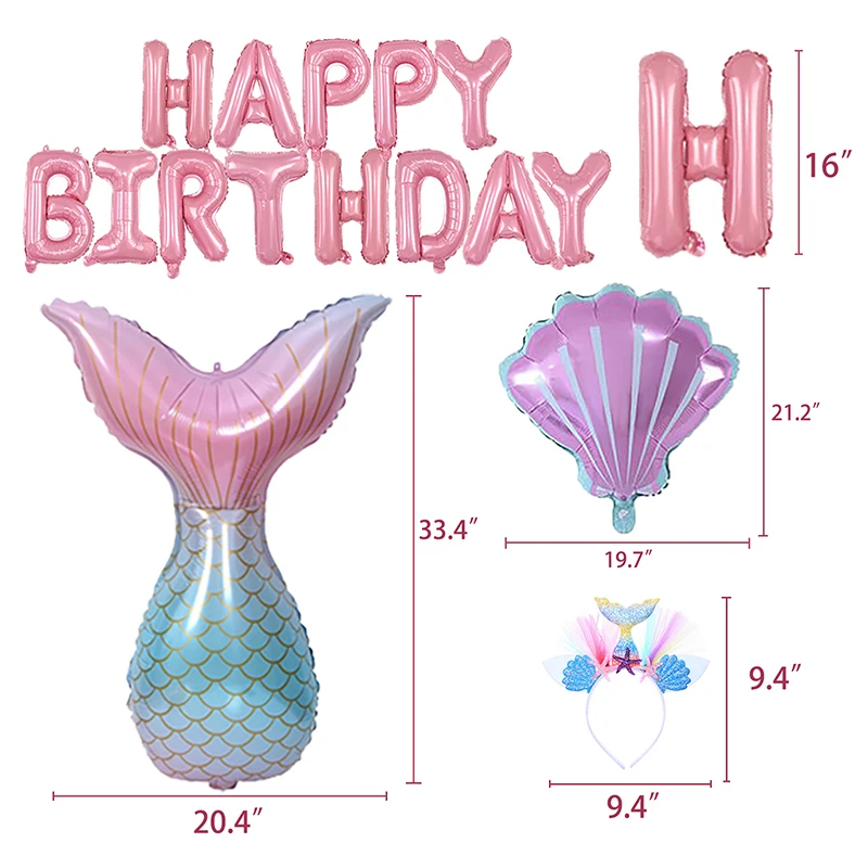 33 шт. в упаковке декорации с днем рождения вечерние принадлежности русалки