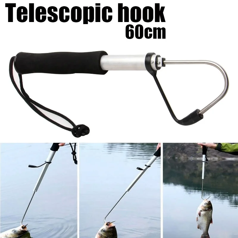 Телескопический выдвижной рыболовный крючок из нержавеющей стали для подледной