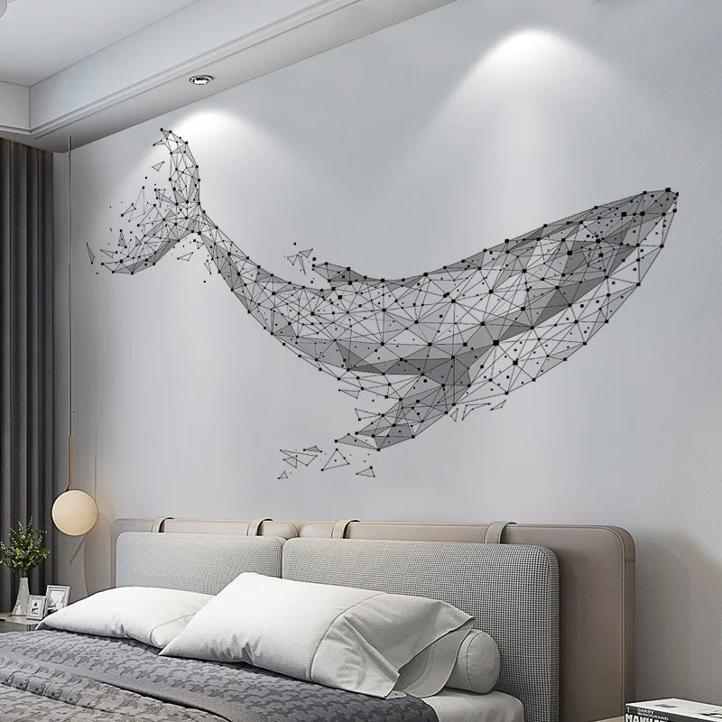 

Creative Geometric Whale Wall Sticker Home Office Decor Boy Teen Room Decor 3D Art Living Room Backdrop Decals for Furniture