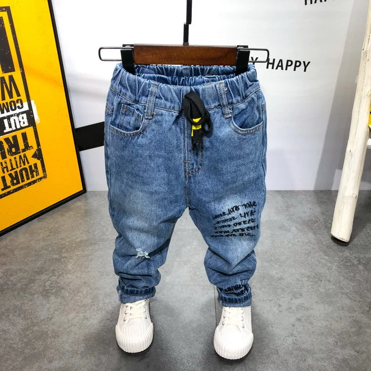 Весенне-осенняя Одежда для мальчиков с буквенным принтом спортивный костюм в