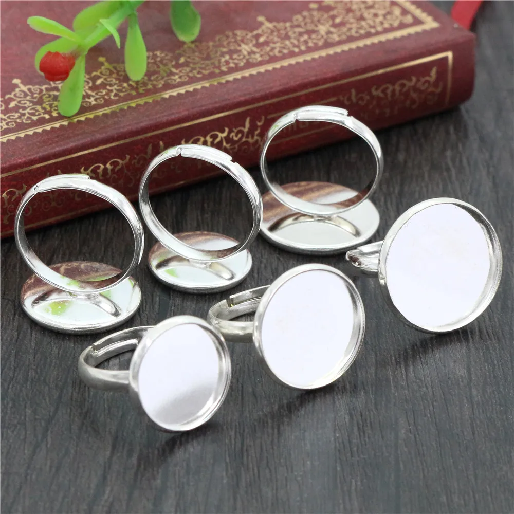 12 мм 20 яркие посеребренные бронзовые латунные регулируемые настройки кольца