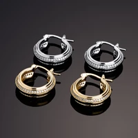 18mm hip hop rock single row cubic zirconia stone paved bling ice out circle hoop earrings for men women rapper jewelry