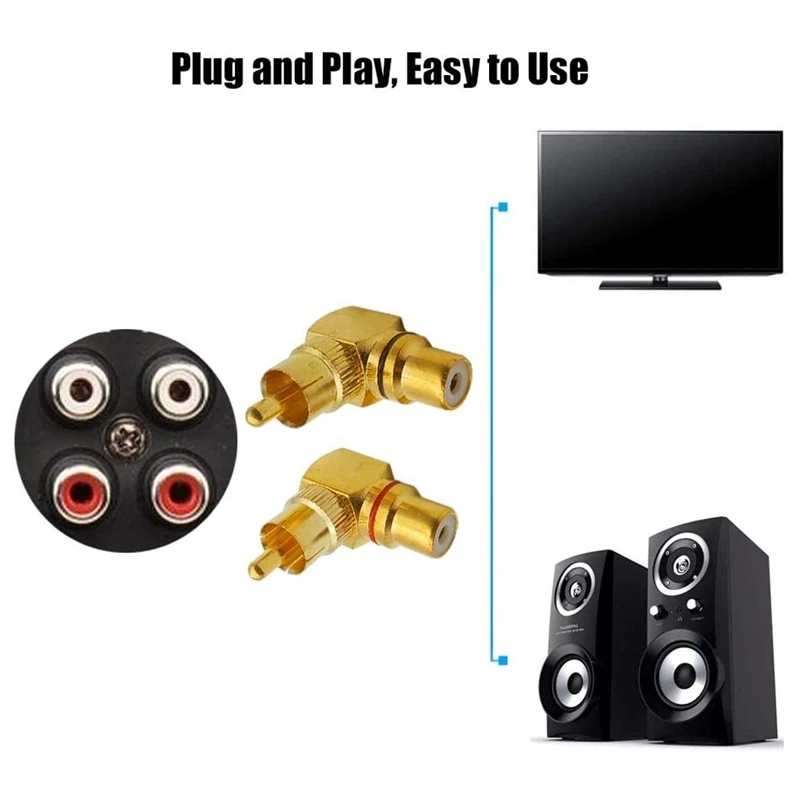 

Copper Gold-Plated L-Shaped RCA 90-Degree Male and Female Adapter Wall-Mounted Signal Line Adapter