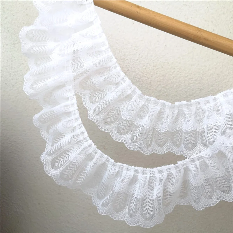 1 ярдов плиссированные кружева ткани Ремесло Аппликация 9 см декоративные