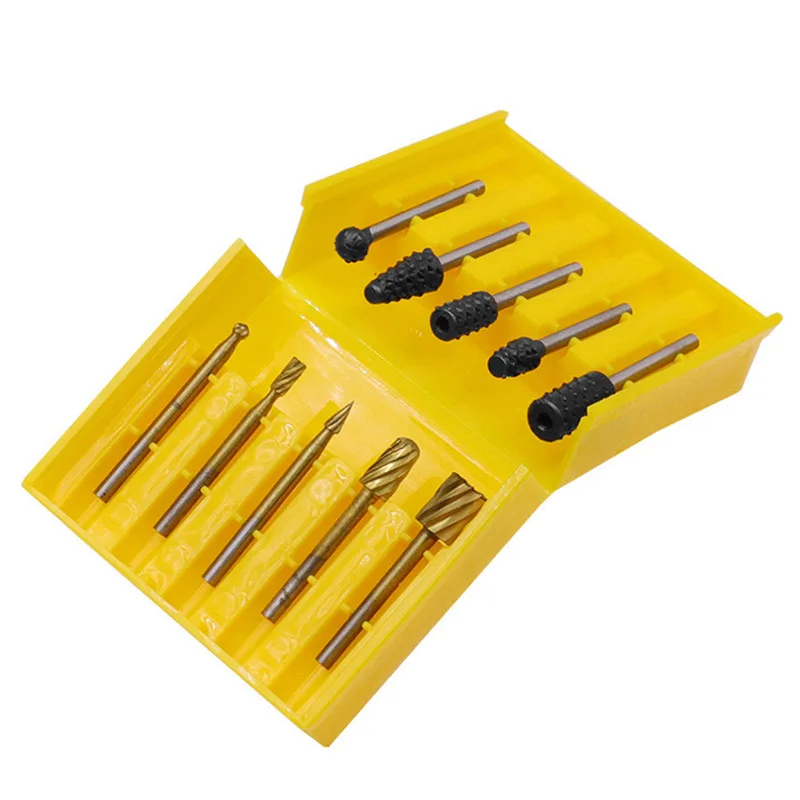 

10 Pcs Tungsten Carbide Rotary Burr Set Metal Glass Woodworking Grinding Drilling Polishing Carving Engraving Tool Burrs Set