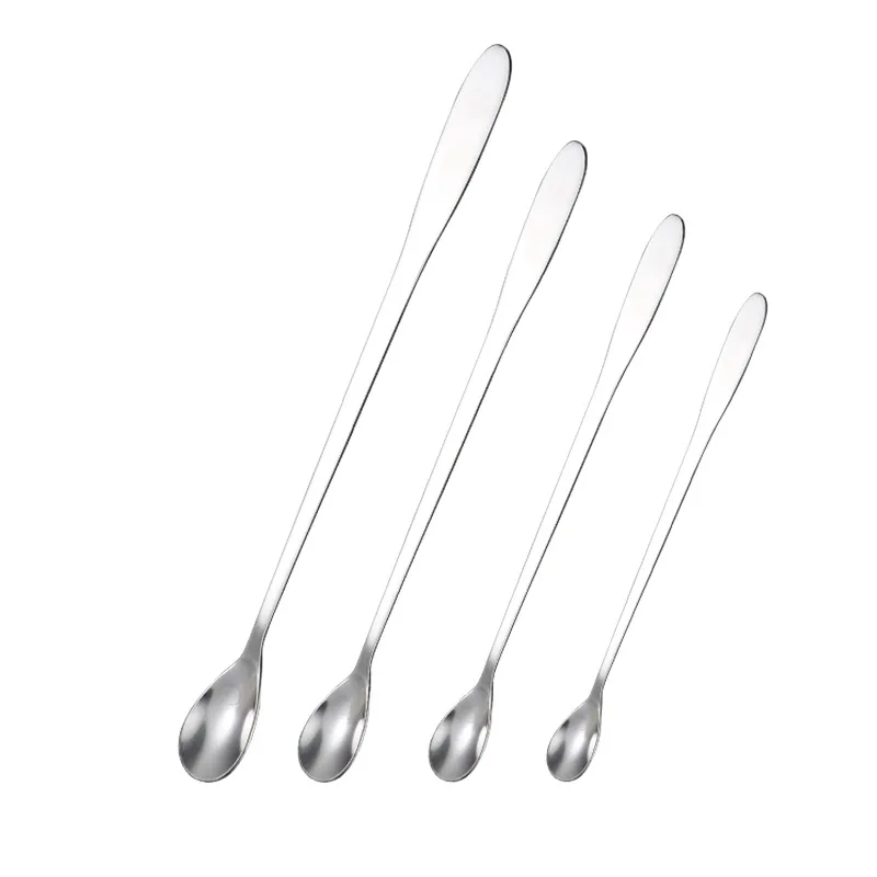 

4pcs/set Stainless Steel Long Handle Spoons Bartender Coffee Milk Tea Long Handle Stirring Spoon with Handle Design Stirring Rod