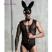 mens sexy lingerie nightclub stripper outfit dancewear male roleplay playboy bunny costumes for sex erotic cosplay lingerie set