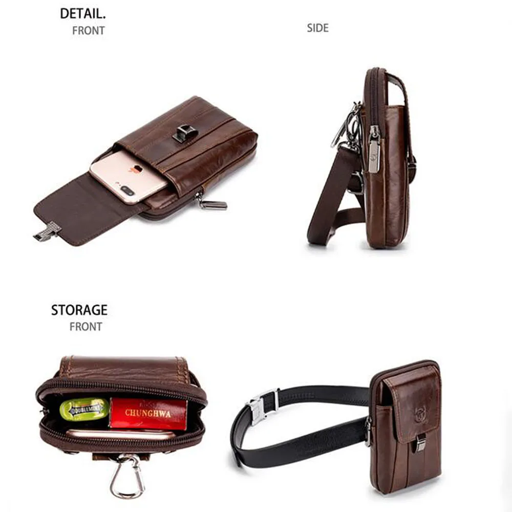 

Men Belt Waist bag shoulder Bag Genuine Leather Men Cell Mobile Phone Case Cover Purse Cigarette Money Hip wallet