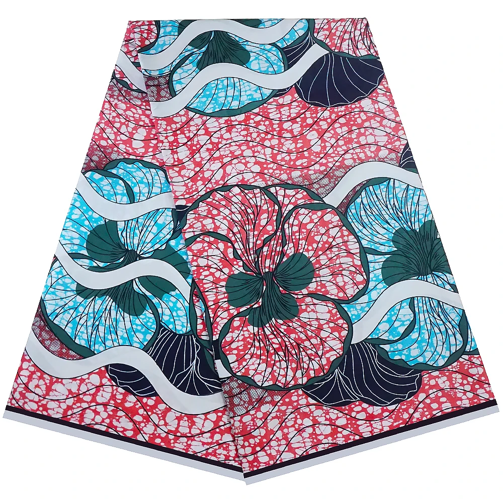 

Новое поступление, ткань Анкары, африканская настоящая восковая синяя ткань с цветочным принтом, высокое качество, 6 ярдов, африканская ткан...