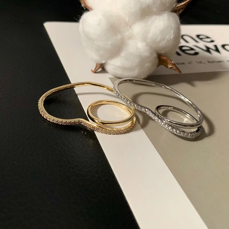 

Корейский Стиль Циркон с геометрическим узором в форме сердца с нашивкой в виде кольца на безымянном пальце кольца для женщин 2021 новые модн...