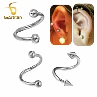 g23titan 16g ear spiral earrings 681012mm twisted barbell cartilage piercings body piercing rings women men jewelry accessory