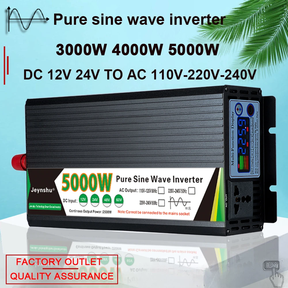 Inversor de onda sinusoidal pura, 12v, 220v, 48v, 110v, 2000W, 3000W, 4000W, 5000W, transformador de voltaje, convertidor de energía Solar
