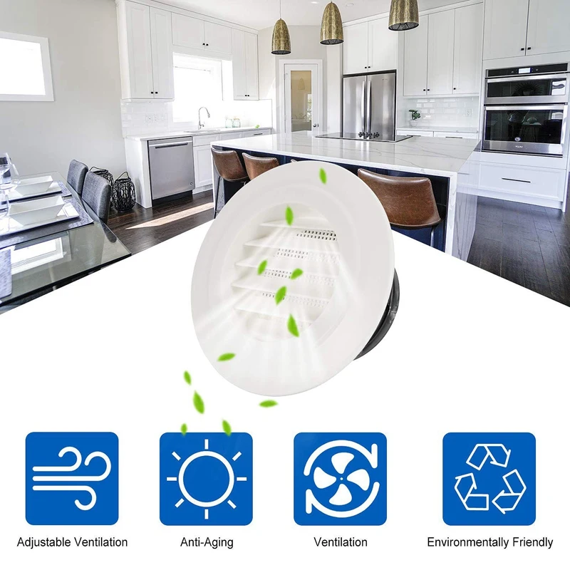 

2 Pieces 4 Inch Air Vent Louver, Air Grill Cover with Built-In a Fly Sn for Bathroom Office Home