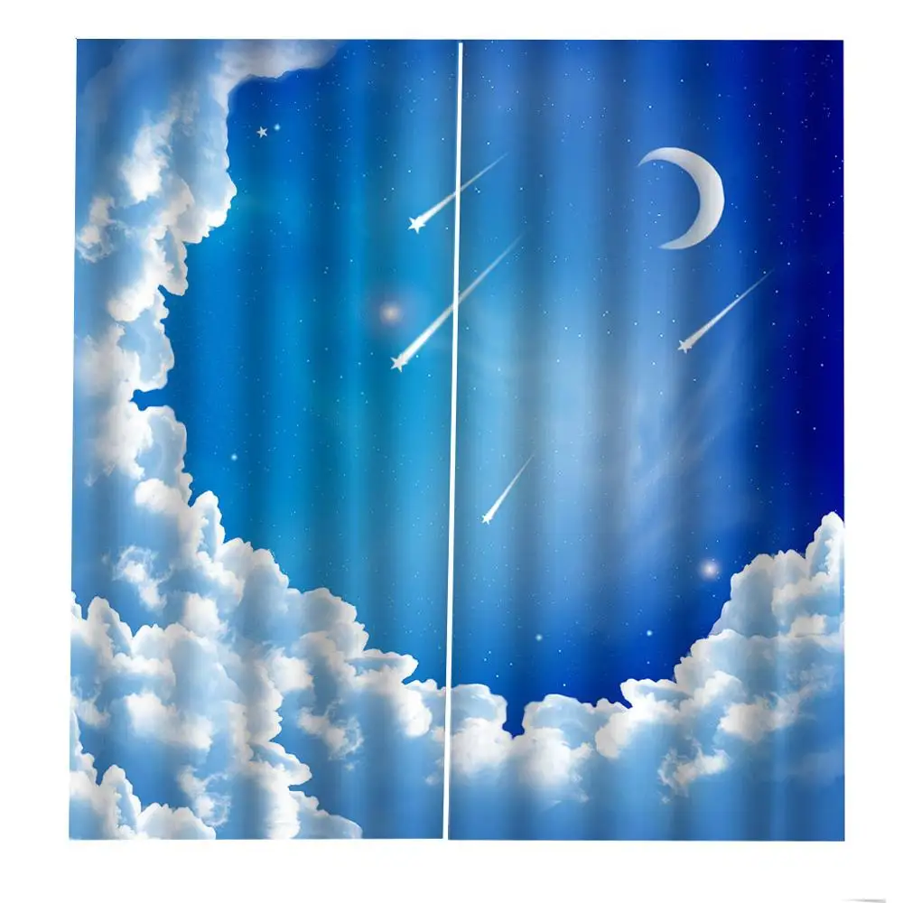 Роскошные шторы для гостиной с голубым небом и белыми облаками оконные Стильные