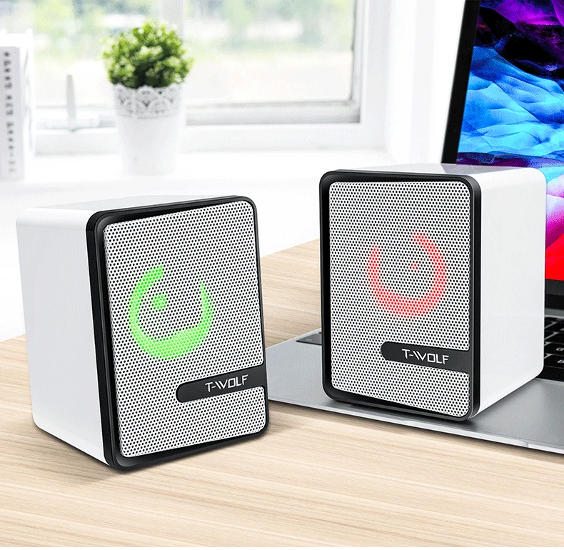

Portable Speakers for Notebook Desktop Mini Stereo Active Audio Cross-Border With 2 Parts Subwoofer Glow Speakers