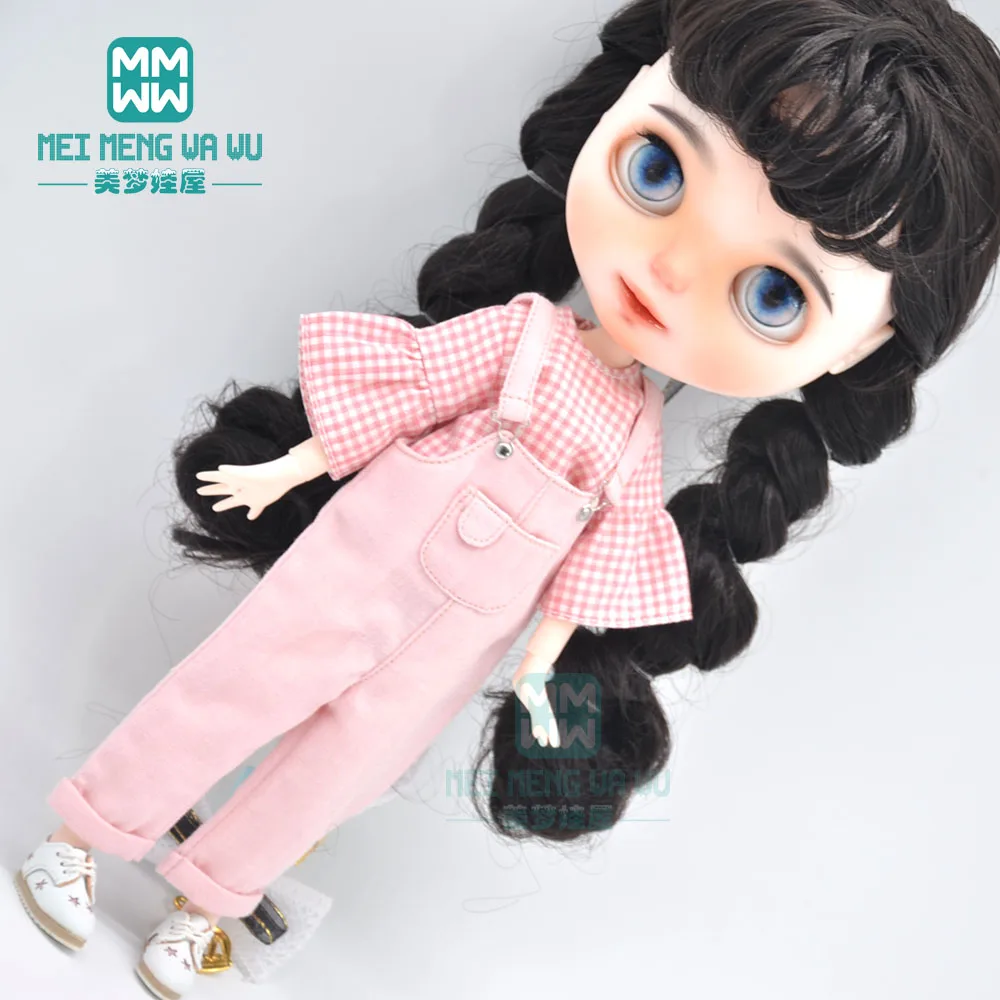 1 шт. модные брюки нагрудники в виде кошки розовые синие джинсовые для кукол Blyth