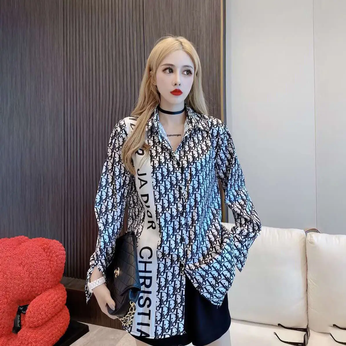

2021 spring new long sleeve shirt Korean fashion foreign style coat letter printing women's shirt