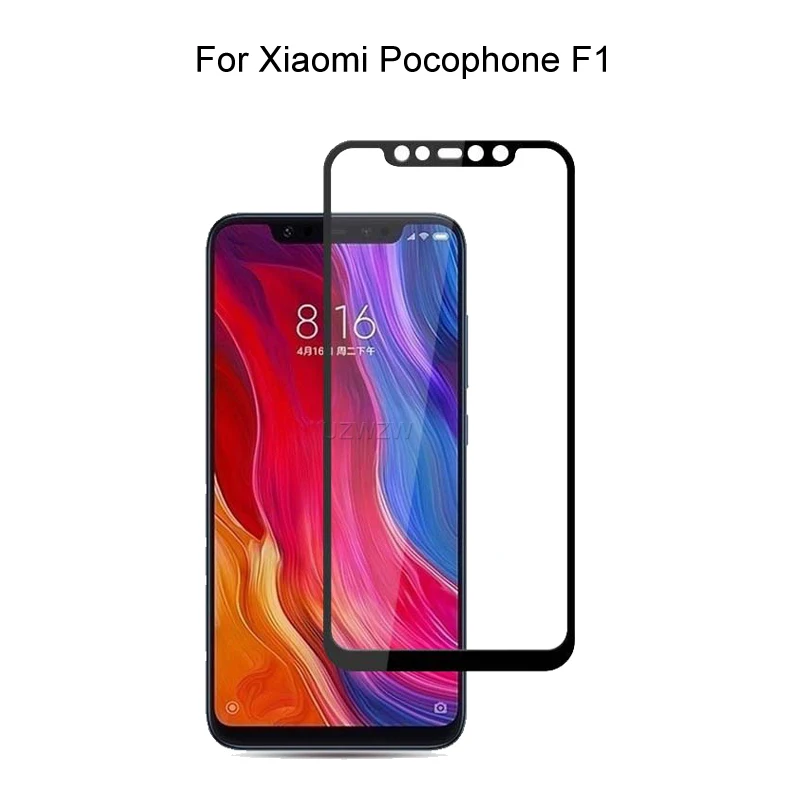 Закаленное стекло для Xiaomi Pocophone F1 полное покрытие 2.5D защита экрана защитное