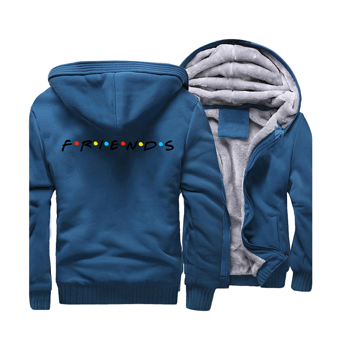 

Friends TV Show Men's Coats Casual Winter Thick Hooded Jackets Hip Hop Funny Streetwear Bodywarmer Fleece Hoodies Sweatshirt