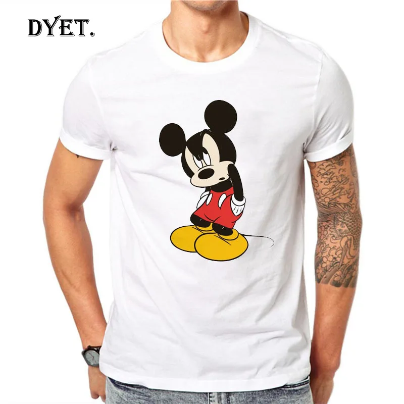 Озорное мышление Микки футболка с принтом для мужчин короткий рукав футболки из