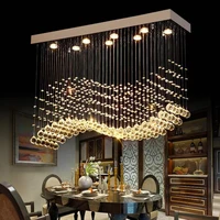 modern rectangular led chandelier transparent crystal chandelier bar cafe restaurant office indoor lamp