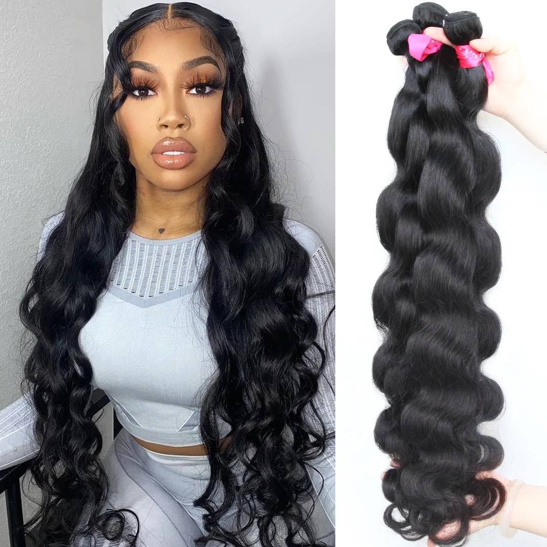 

CEXXY Body Wave 30 32 40Inch Virgin Brazilian Hair Weave Human Hair Bundles Natural Color 100% Human Hair Extension Tissage