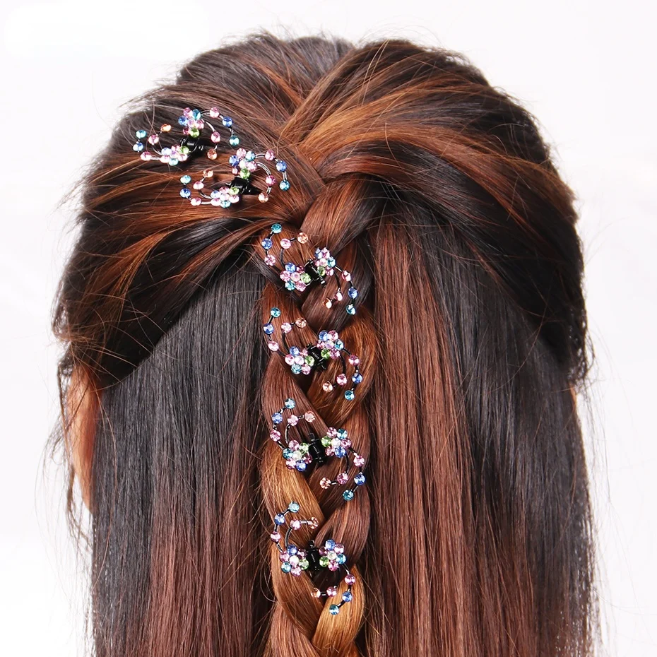 

6PCS/1 pack Wedding Bridal Hair Claws Women Mini Headwear Rhinestone Snowflake Hair Clips Flower Hairpins Hair Accessorie