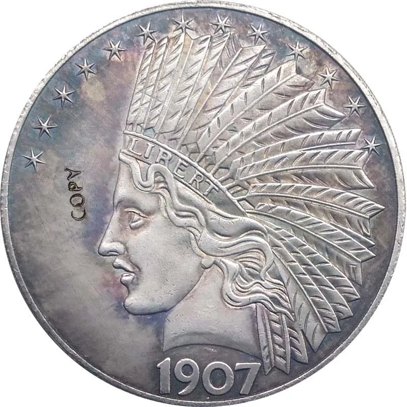 1907 США 10 долларов индийская Голова Орел латунь копия монеты|Безвалютные монеты| |