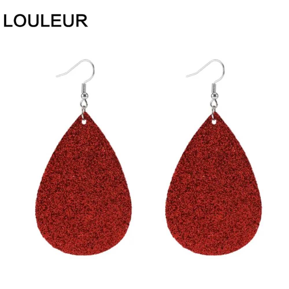 water drop red Новые висячие серьги в богемном стиле, Рождественская елка, снежный олень, длинные серьги из искусственной кожи для женщин, девочек, рождественский подарок - Окраска металла: water drop red