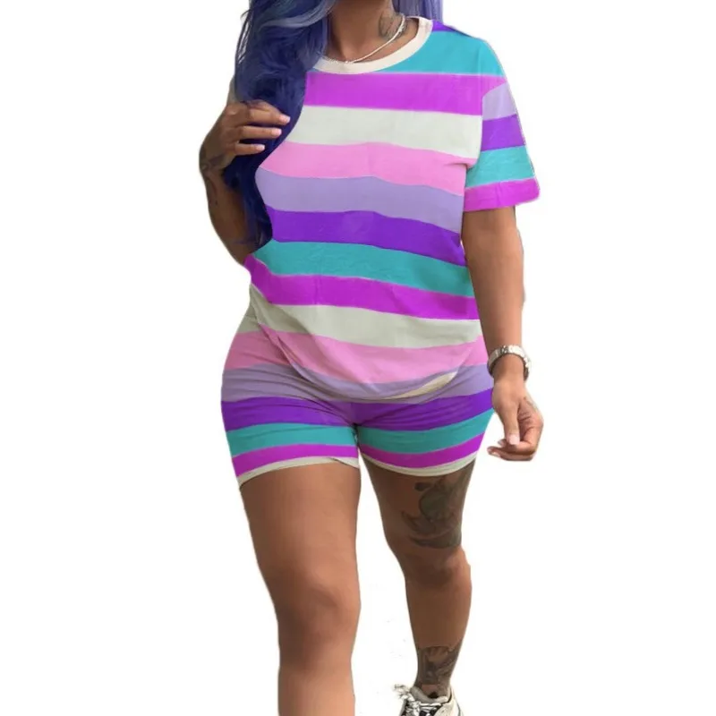 Комплект из двух предметов в радужную полоску размера плюс спортивный костюм для