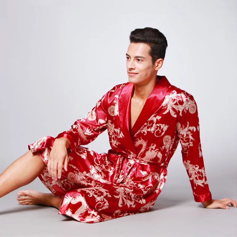 

Mens Summer Paisley Print Silk Robes Male Senior Satin Sleepwear Pajamas Long Kimono Dressing Gown Bathrobe Soft Cozy For Man