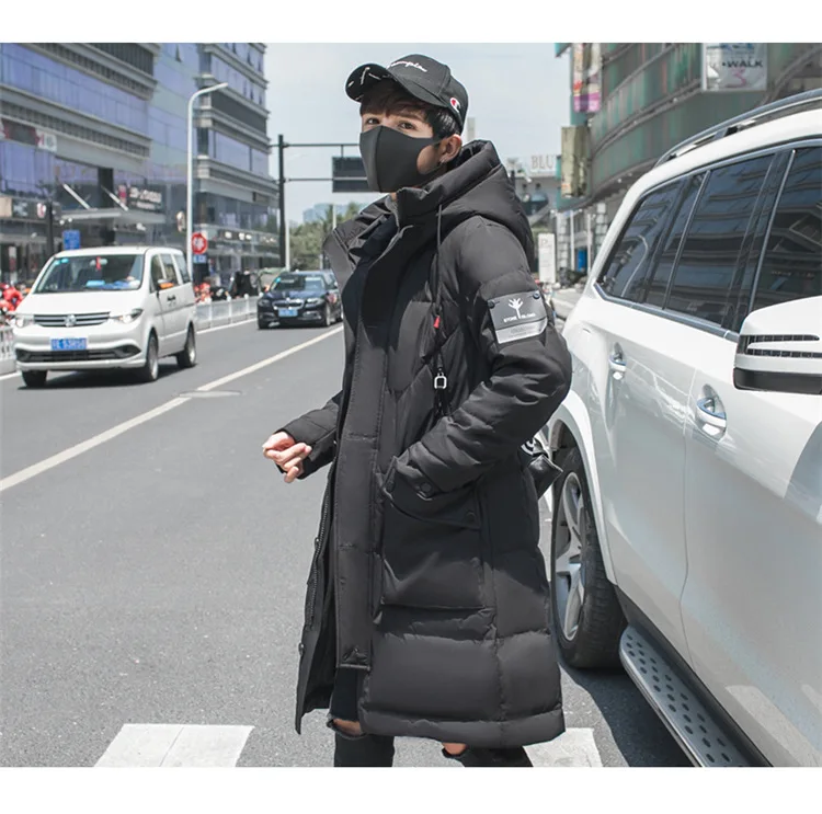 Мужская зимняя длинная уличная одежда с капюшоном мужская повседневная модная