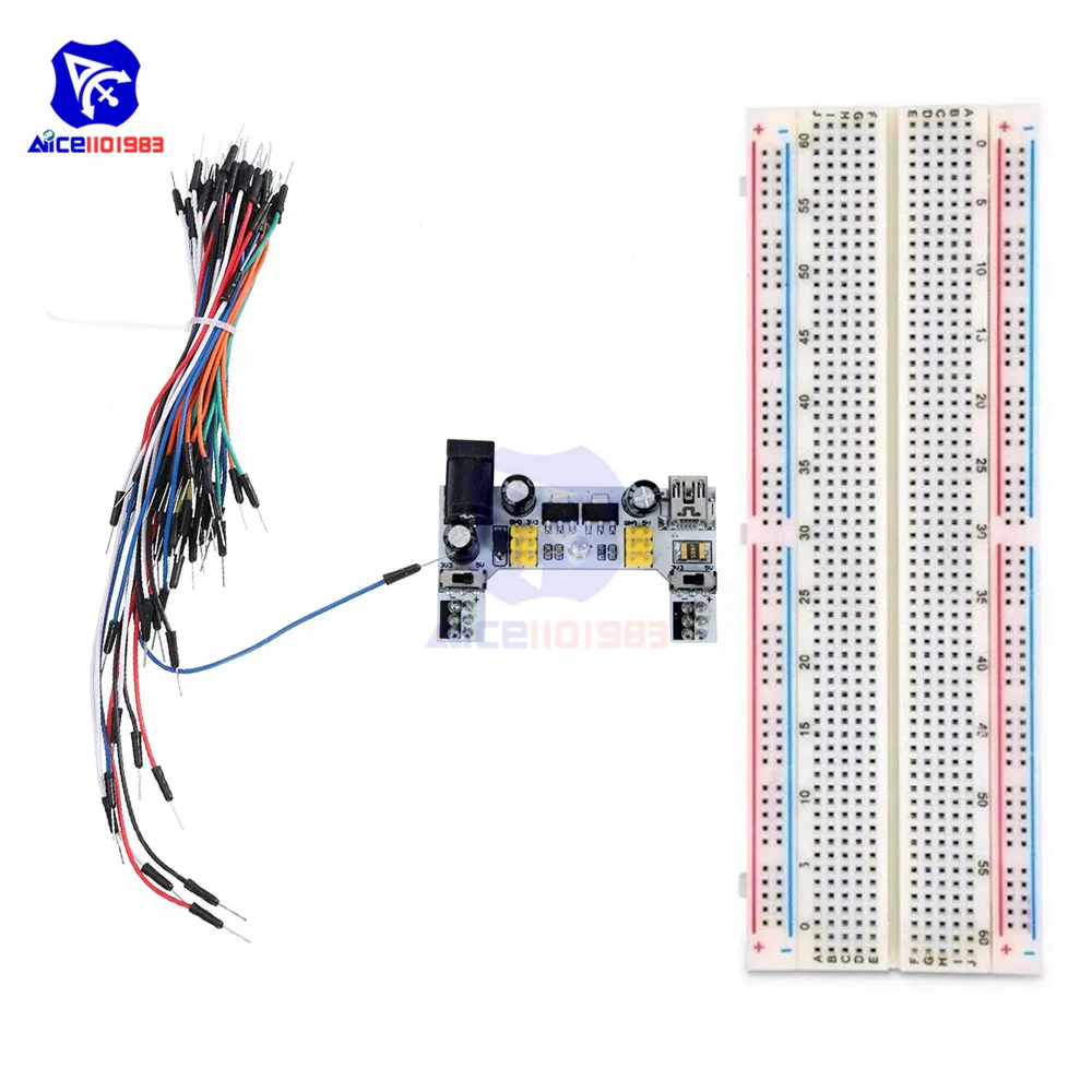 Diymore MB 102 830 макетная плата без пайки + 65 шт. кабелей перемычки Модуль блока питания