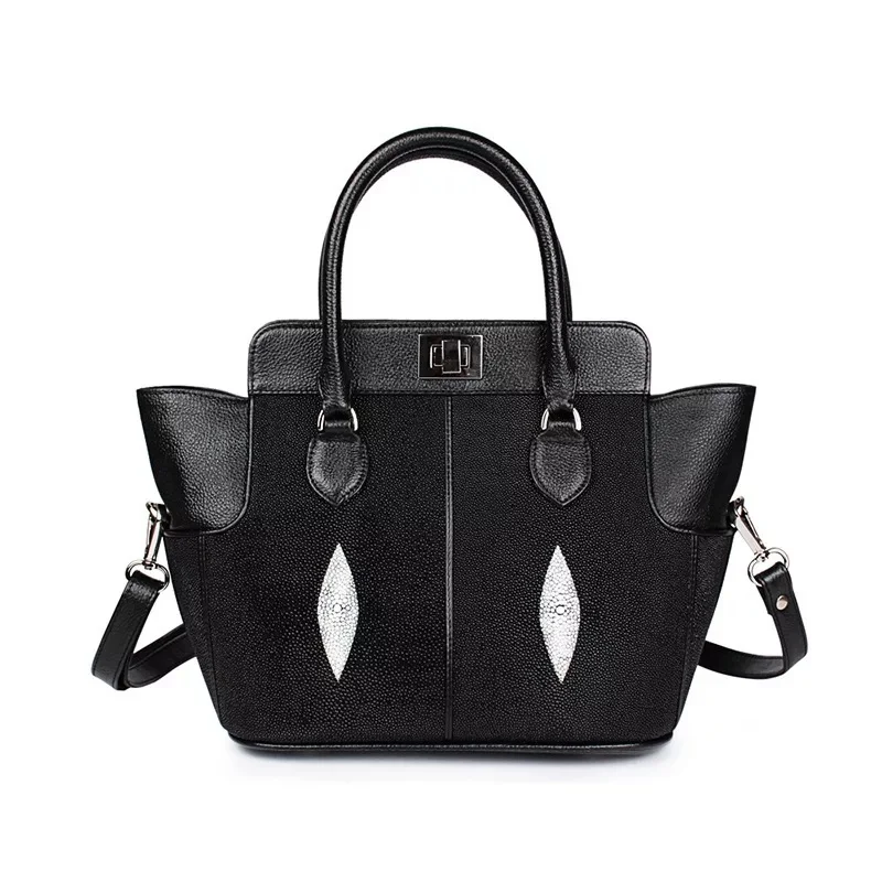 

Classical Genuine Real True Stingray Leather Women's Single Shoulder Bag Authentic Skate Skin Lady Handbag Female Trapeze Purse