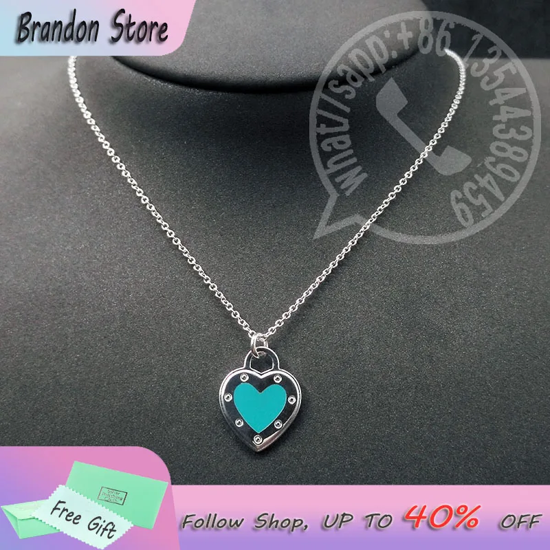 

Original S925 Sterling Silver Necklace Tif Fashion High Quality Enamel Heart Shaped Ladies Luxury Brand Exquisite Jewelry Gift