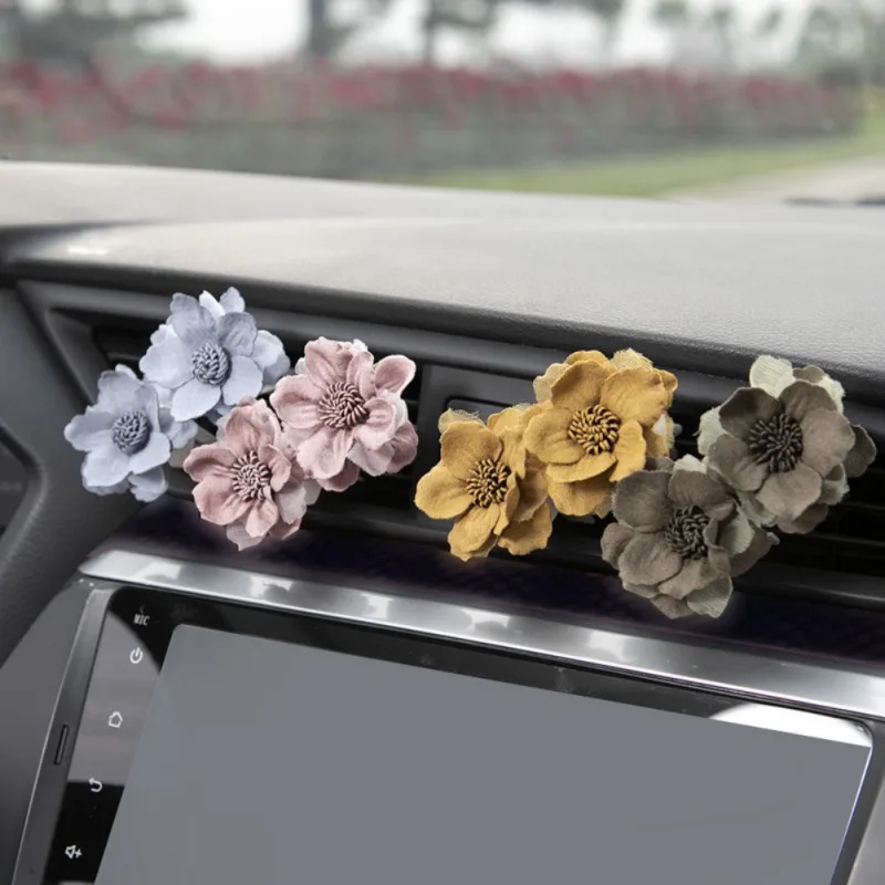 2 шт. автомобильный орнамент Камелия цветок розы освежитель воздуха с зажимом для