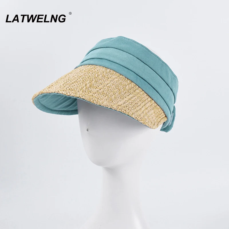 New ins Foldable Use On Both Sides Visor Sun Cap Female Cooling Beach Hats Vacation Travel Hat 5 Colors Wholesale S1165 | Аксессуары для
