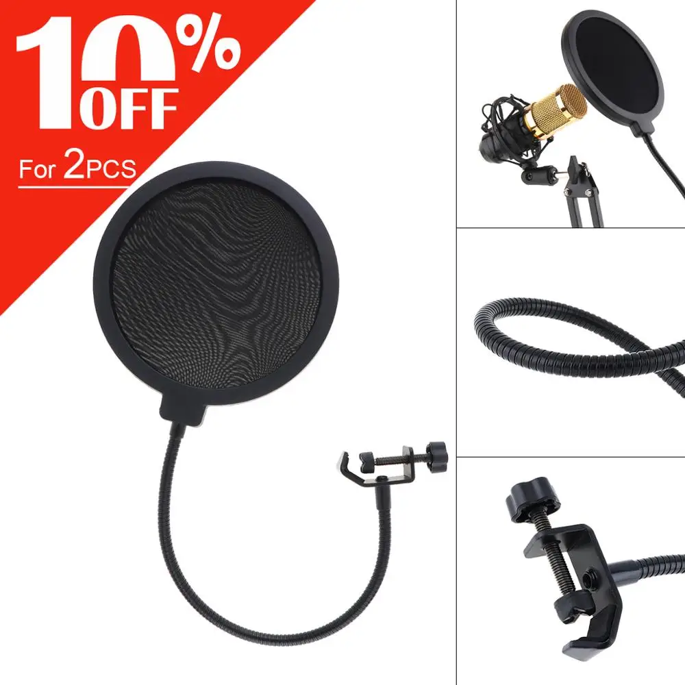 

New Style Double Layer Studio Microphone Flexible Wind Screen Mask Mic Pop Filter Shield for Speaking Recording Accessories