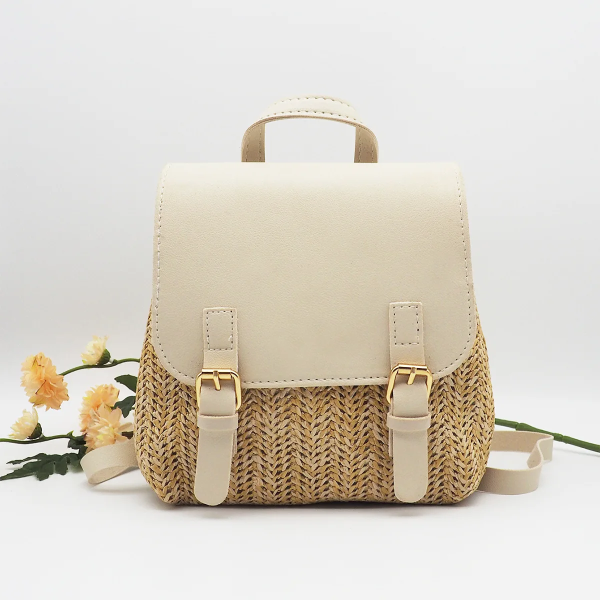 

Straw knapsack 2021 summer new women's bag leisure college style small backpack Korean retro holiday beach bag