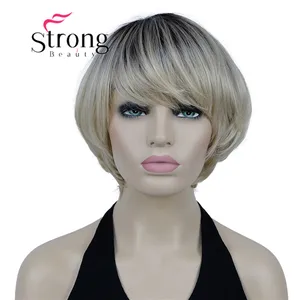 StrongBeauty короткий парик Боб Мягкие Многослойные Shag Омбре блонд синтетические волосы парики для женщин