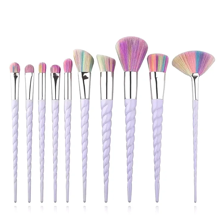

10pcs/set Makeup Brushes Set Blue Foundation Powder Cosmetics Blush Eyeshadow Women Unicorn Beauty Glitter Make Up Brush Tools