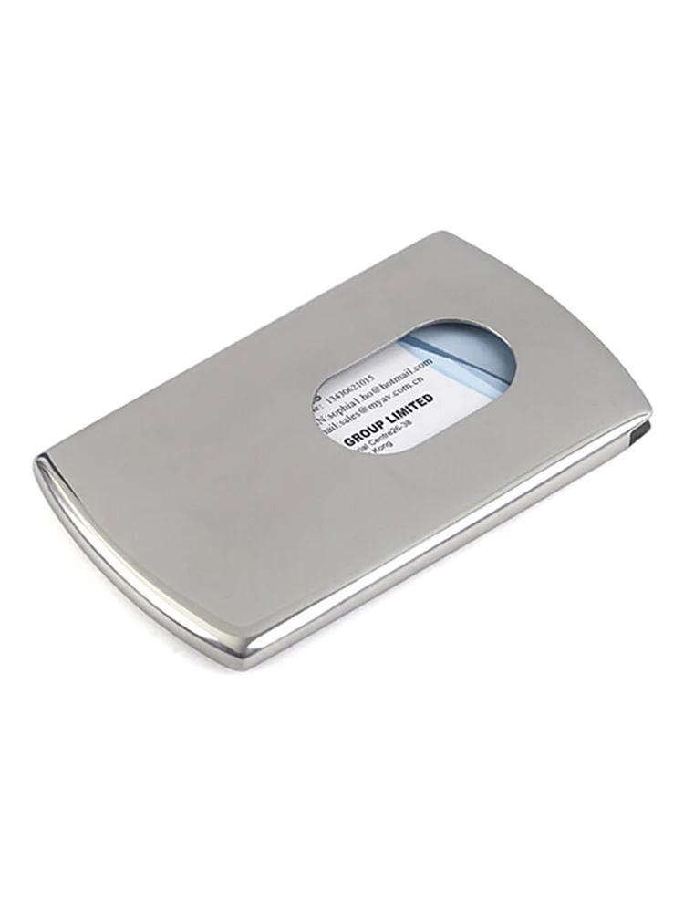 

New Sliding Stainless Steel ID Card Holders Men Business Card Cases Women Elegant Metal Hand-push Credit Bank Card Box