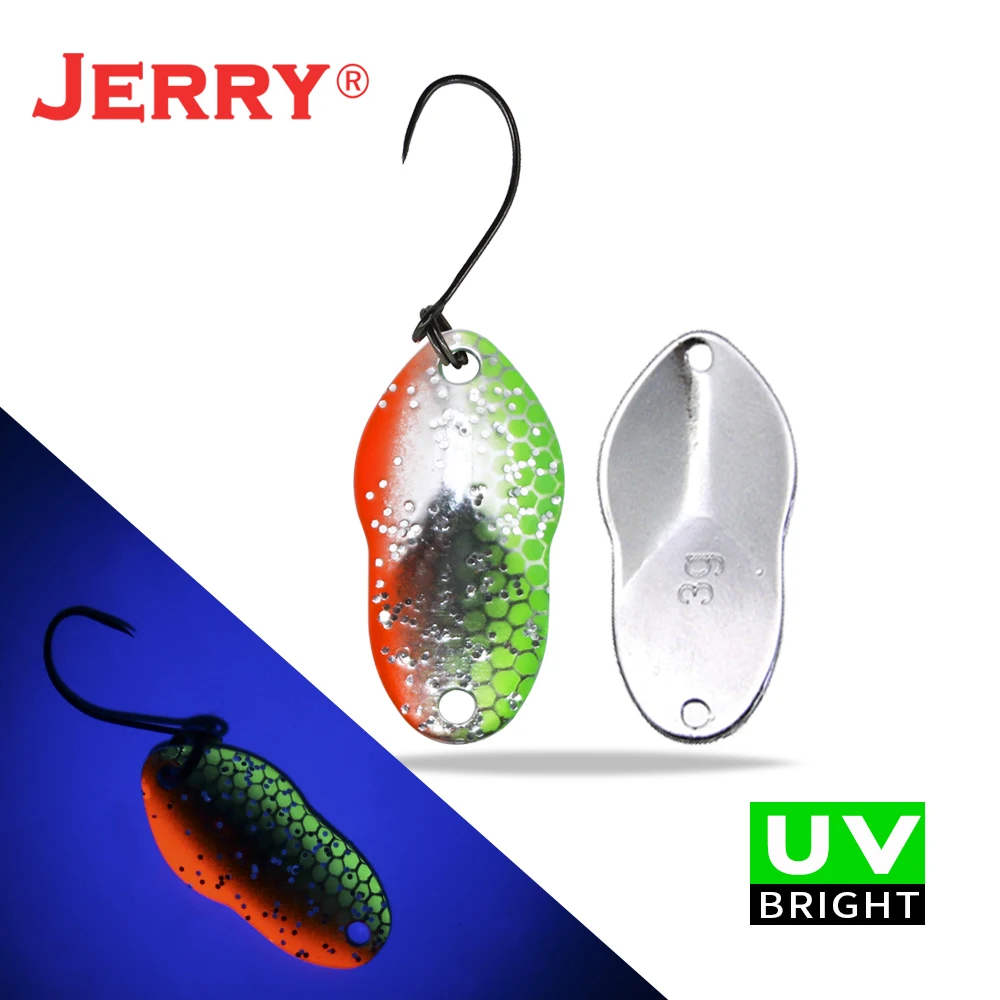 green orange silver Jerry 2 г 3 г микро рыболовные приманки сверхлегкие латунные металлические жесткие приманки один крючок пресноводная зона форель Щука окунь ложка безделушка pesca - Цвет: green orange silver