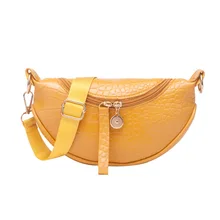 Crocodile Saddle Bag Messenger Bag womens fashion personality semicircle shoulder bag net red popular mobile phone waist bag